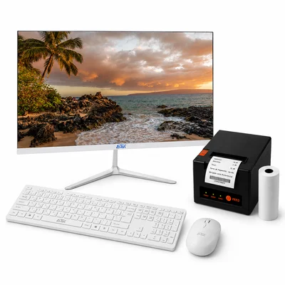 Kit Pdv Computador Aio-2232+kit Teclado E Mouse Branco+ Impressora Térmica 80mm Usb+adaptador Wifi