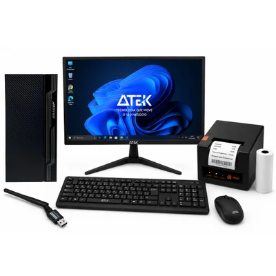 Kit PDV Completo Computador i5 16GB SSD 256GB Monitor 20” LED Impressora Térmica 80mm  com adaptador WiFi Teclado e mouse sem fio