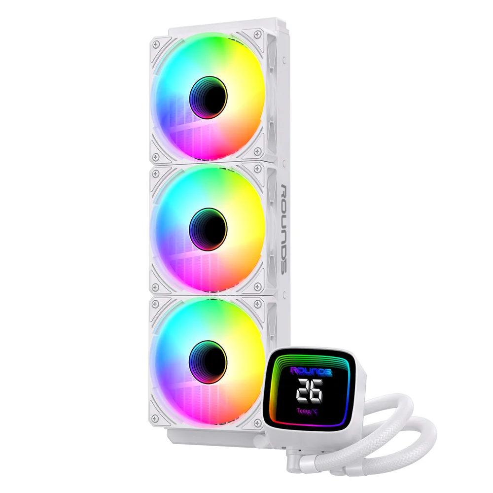 Imagem 4 de 5 do produto Water Cooler Round5 Boreah White ARGB 360mm Amd/intel Com Display R5-wc-boreah-360w-2254
