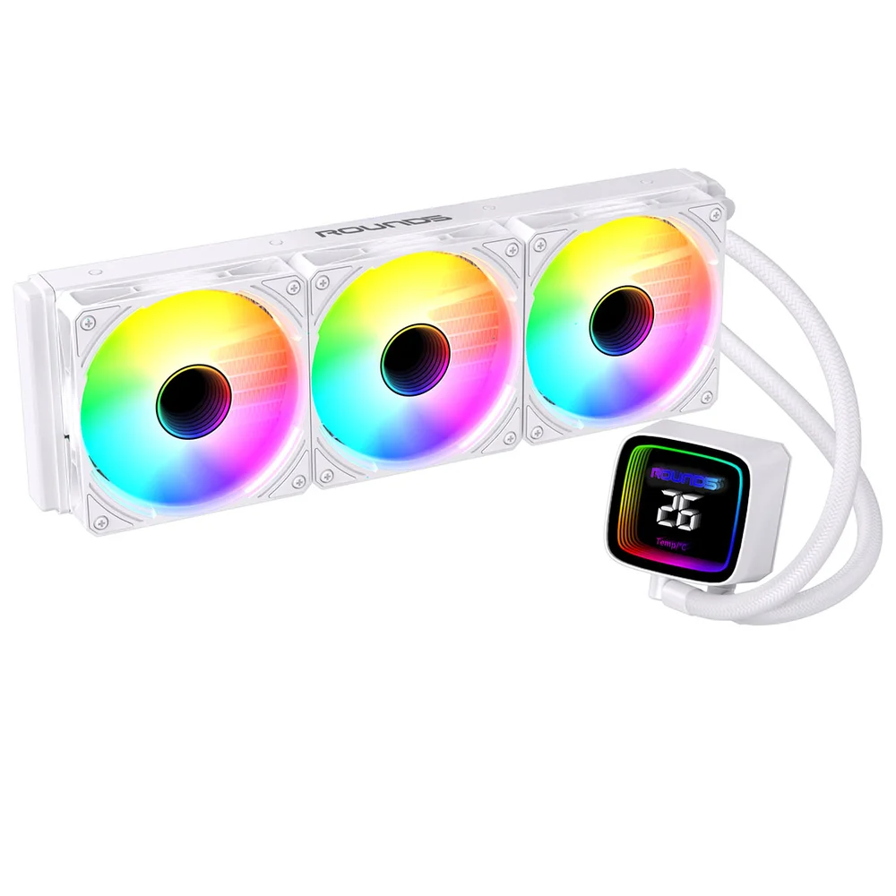 Imagem 5 de 5 do produto Water Cooler Round5 Boreah White ARGB 360mm Amd/intel Com Display R5-wc-boreah-360w-2254