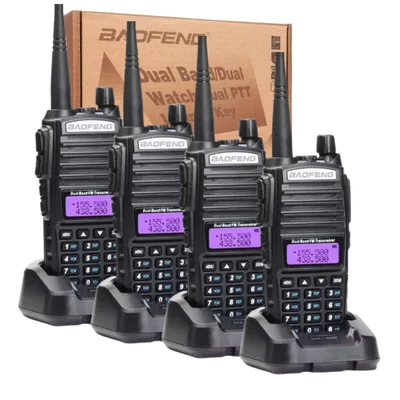 Kit 4 Rádios Walk Talk Ht Baofeng Uv-82 Com Fone Segurança Mercados Construções Fazendas Trilhas