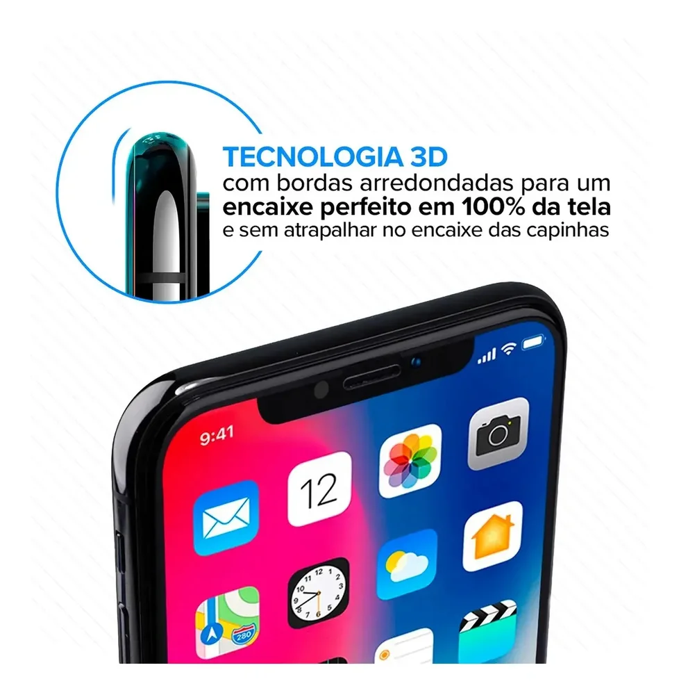 Imagem 2 de 5 do produto Película Frontal 3d De Vidro Temperado Para Iphone  14 Pro