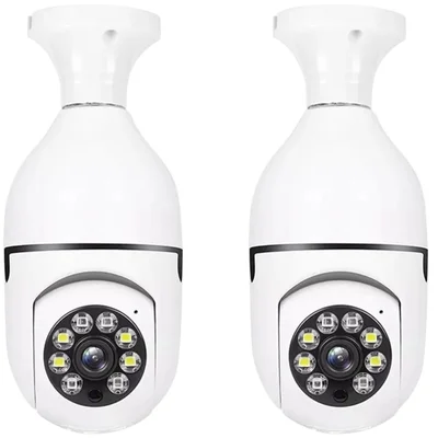 Kit 2 Câmeras Lampada E27  De Segurança Interna Externa  Ip Wifi Com Visão Noturna Ideal Casa Loja Escritorio Garagem