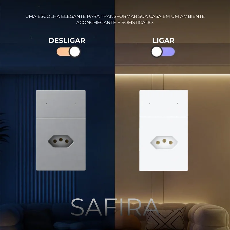 Imagem 4 de 5 do produto Interruptor Inteligente Zigbee Novadigital 2 Botões Com Tomada Safira Branco 20a 110-220v Sa-wk 2cw