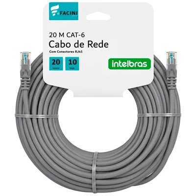 Cabo De Rede Efacini Cinza Cat6 Intelbras 100% Cobre, Anatel 20 Metros