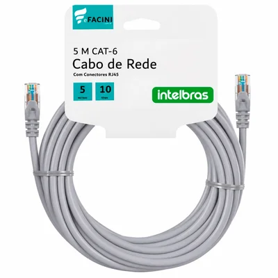 Cabo De Rede Efacini Cinza Cat6 Intelbras 100% Cobre, Anatel 5 Metros