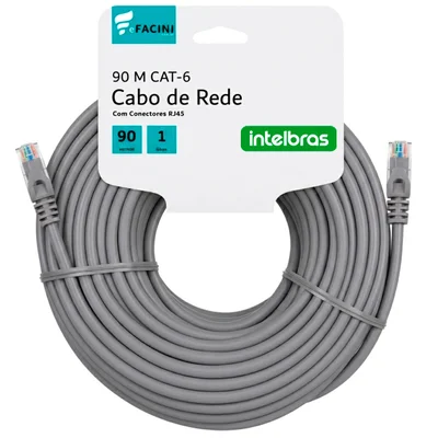 Cabo De Rede Efacini Cinza Cat6 Intelbras 100% Cobre, Anatel 90 Metros