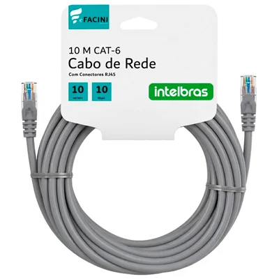Cabo De Rede Efacini Cinza Cat6 Intelbras 100% Cobre, Anatel 10 Metros