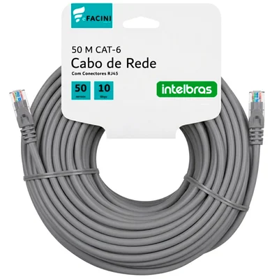 Cabo De Rede Efacini Cinza Cat6 Intelbras 100% Cobre, Anatel 50 Metros