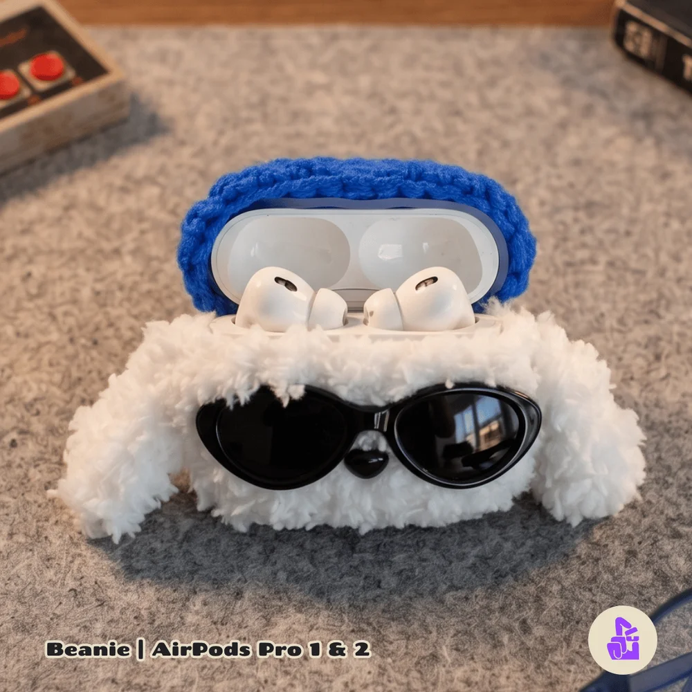 Imagem 2 de 5 do produto Capa De Pelúcia Nerdcase Compatível Com Airpods Pro 3, Cachorro Beanie