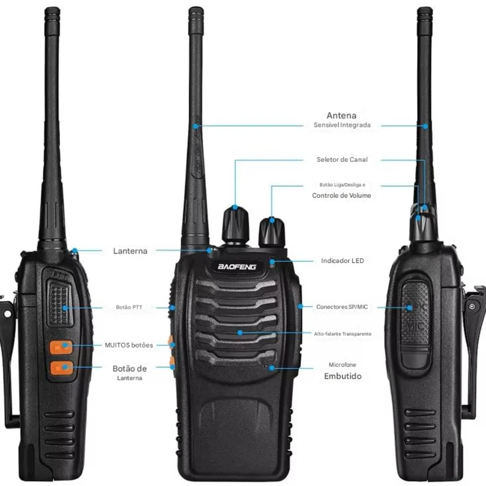 Kit 6 Radio Walk Talk Comunicador C/Fones 16Ch 12km Baofeng 777s Ht Para Construçao Empresas Segurança Kit 6 Radio Walk Talk Comunicador C/Fones 16Ch 12km Baofeng 777s Ht Para Construçao Empresas Segurança