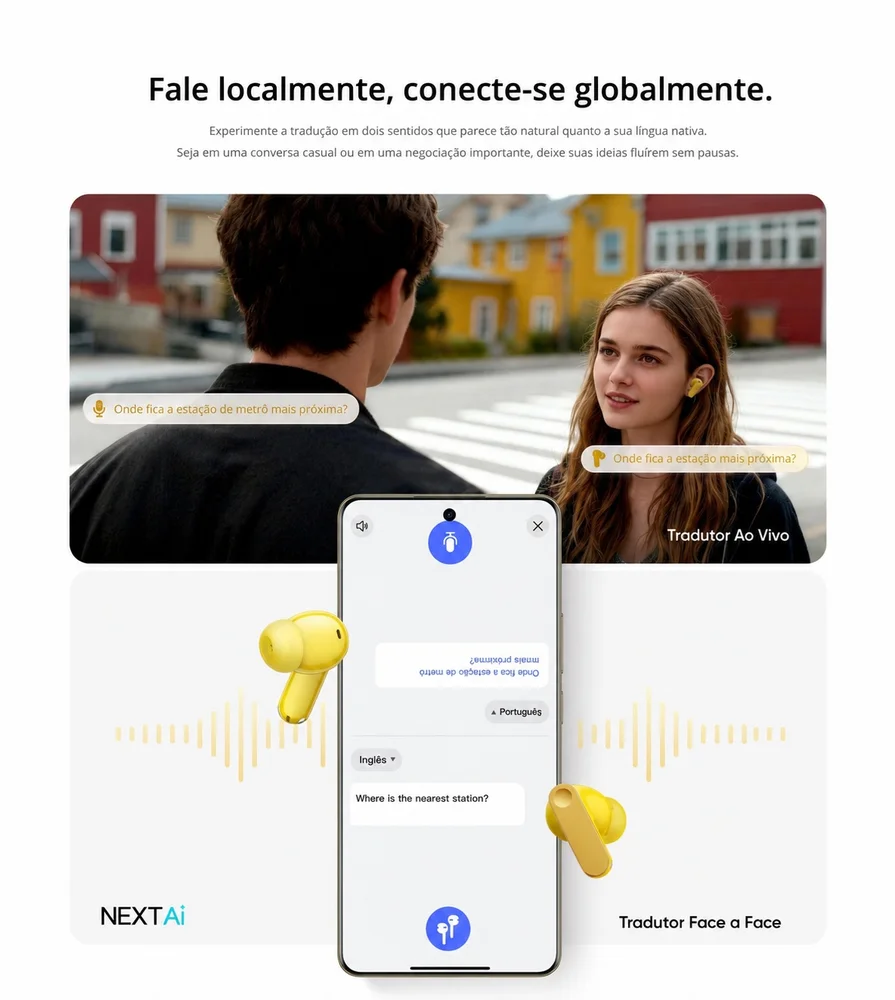 Imagem 5 de 5 do produto Fone De Ouvido Realme Buds T500 Pro, Tradução Idiomas, Bluetooth Com Conexão Tripla, 50db - Prata