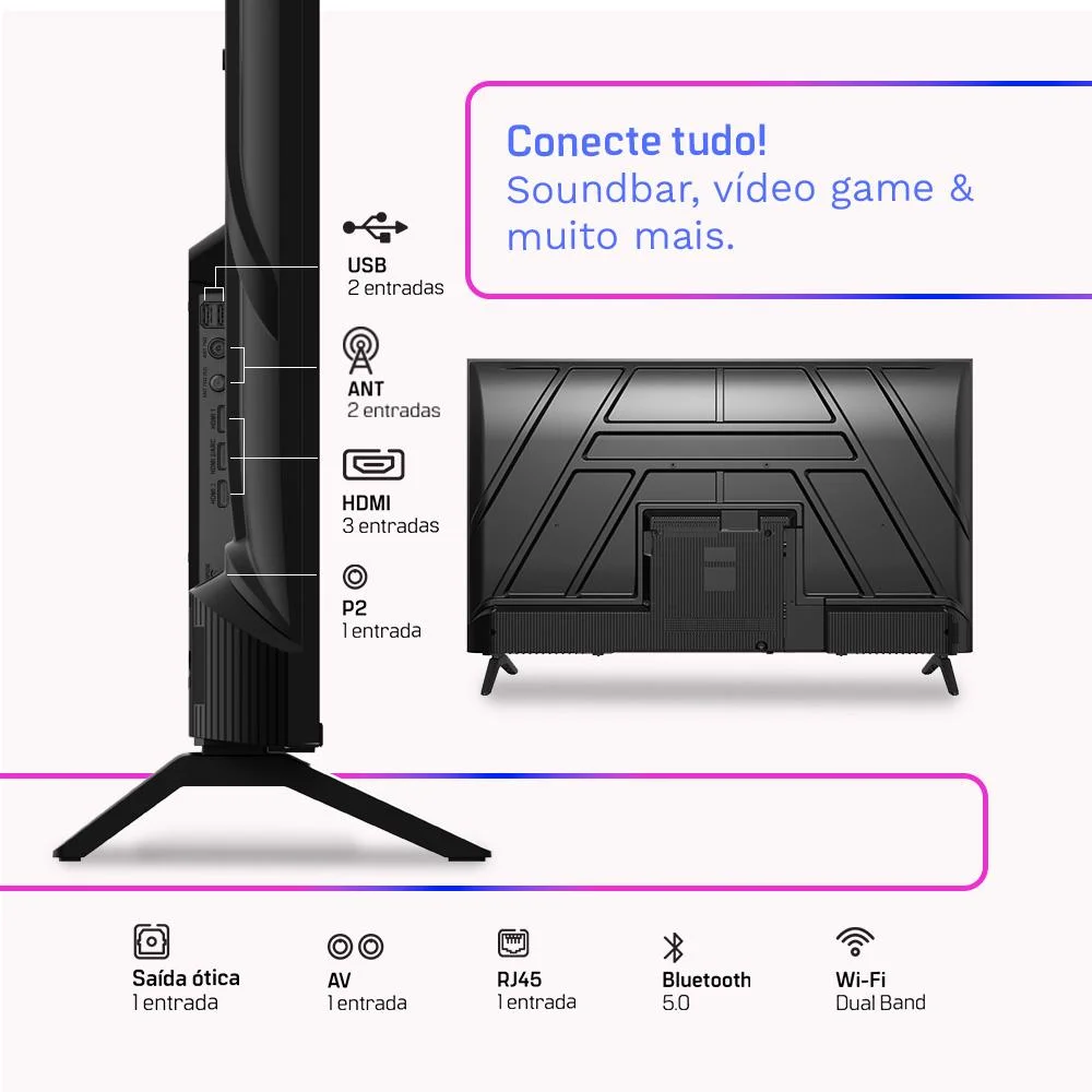 Smart Tv Hq QLED 50 "" Hq-qLED50sm 4k Wi-fi Bluetooth, Dolby Audio, Apps, Netflix, Youtube E Prime Video, 3 HDMI - view 8