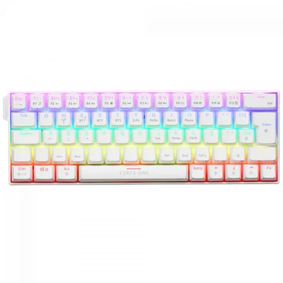 Teclado Mecânico Gamer Force One Atlas 60, RGB, Wireless, Abnt2, Layout 60%, Branco - Branco - Unissex - Único