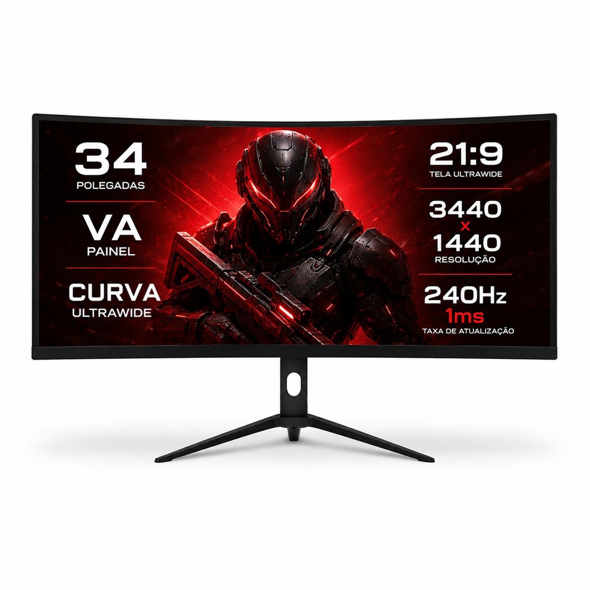 Monitor Curvo Gamer 34 " Ultrawide 240hz 1ms Freesync G-sync Delta-m3445auc Pro