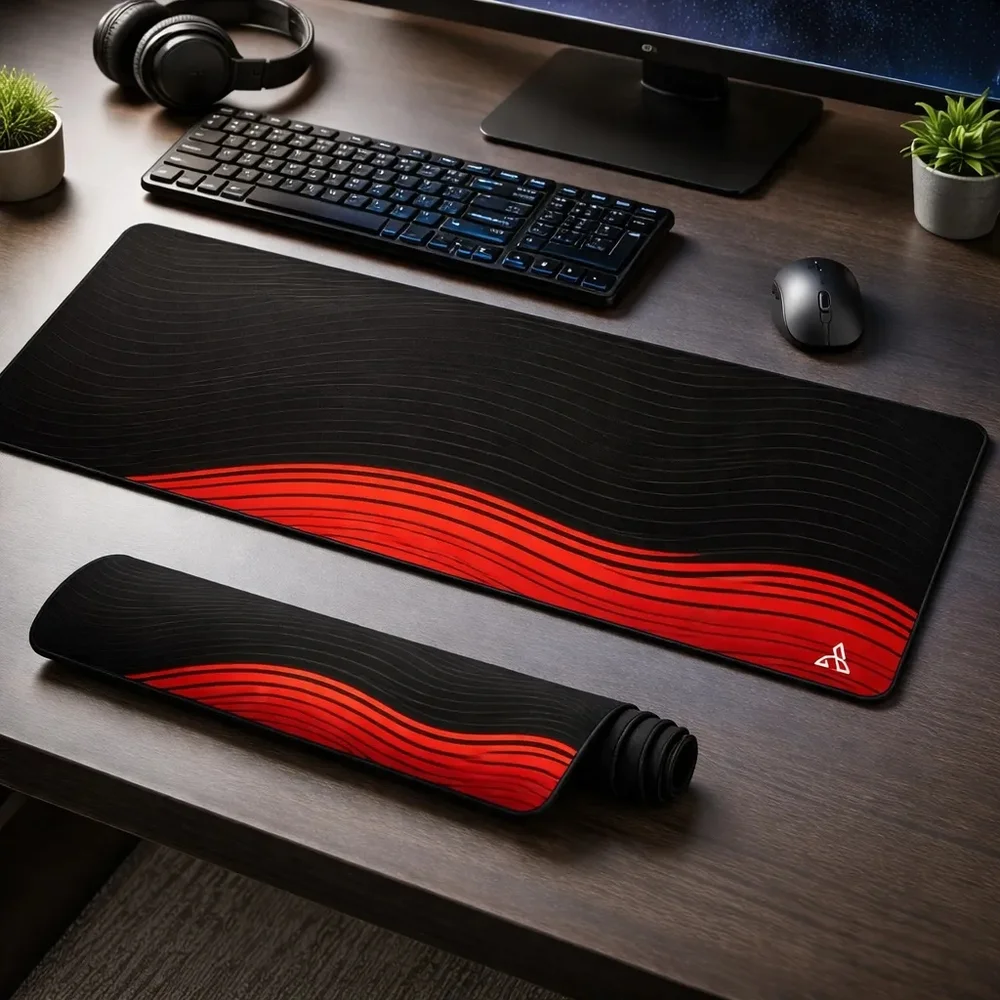 Imagem 2 de 5 do produto Mouse Pad Gamer Extended Cm02 900x400 Preto C/ Vermelho - Atwe Eletrônicos