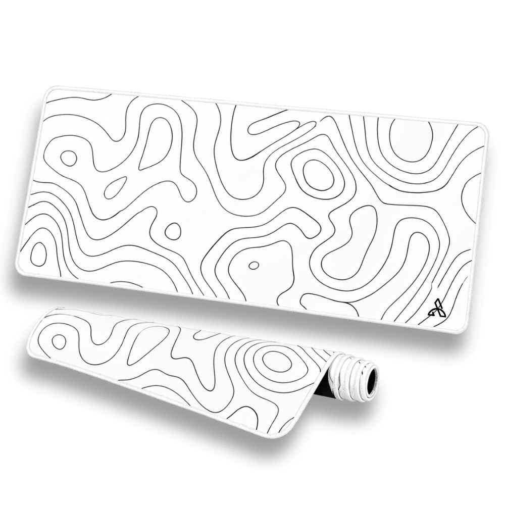 Mouse Pad Gamer Extended Cm02 900x400 Branco Abstrato - Atwe Eletrônicos