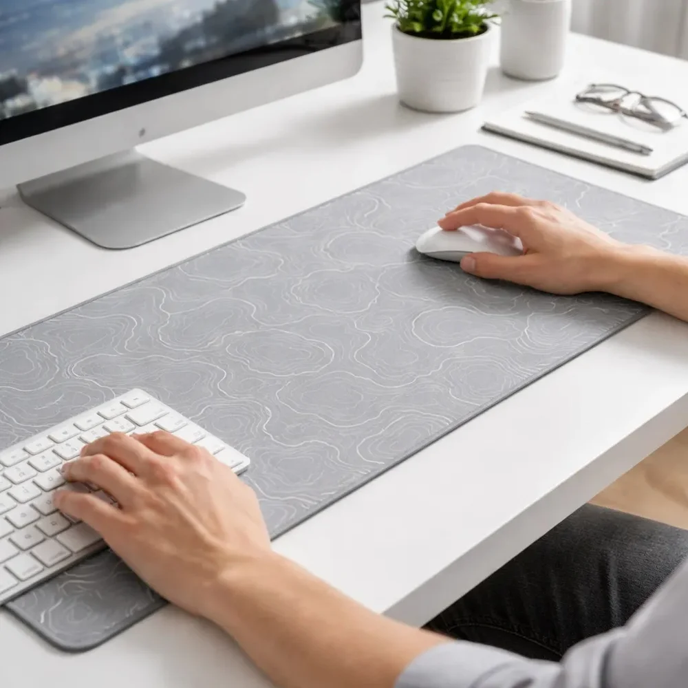 Mouse Pad Gamer Extended Cm02 900x400 Cinza Abstrato - Atwe Eletrônicos