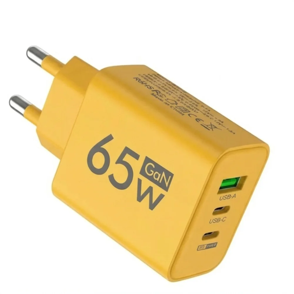 Carregador De Celular 65w Turbo Cor Amarelo