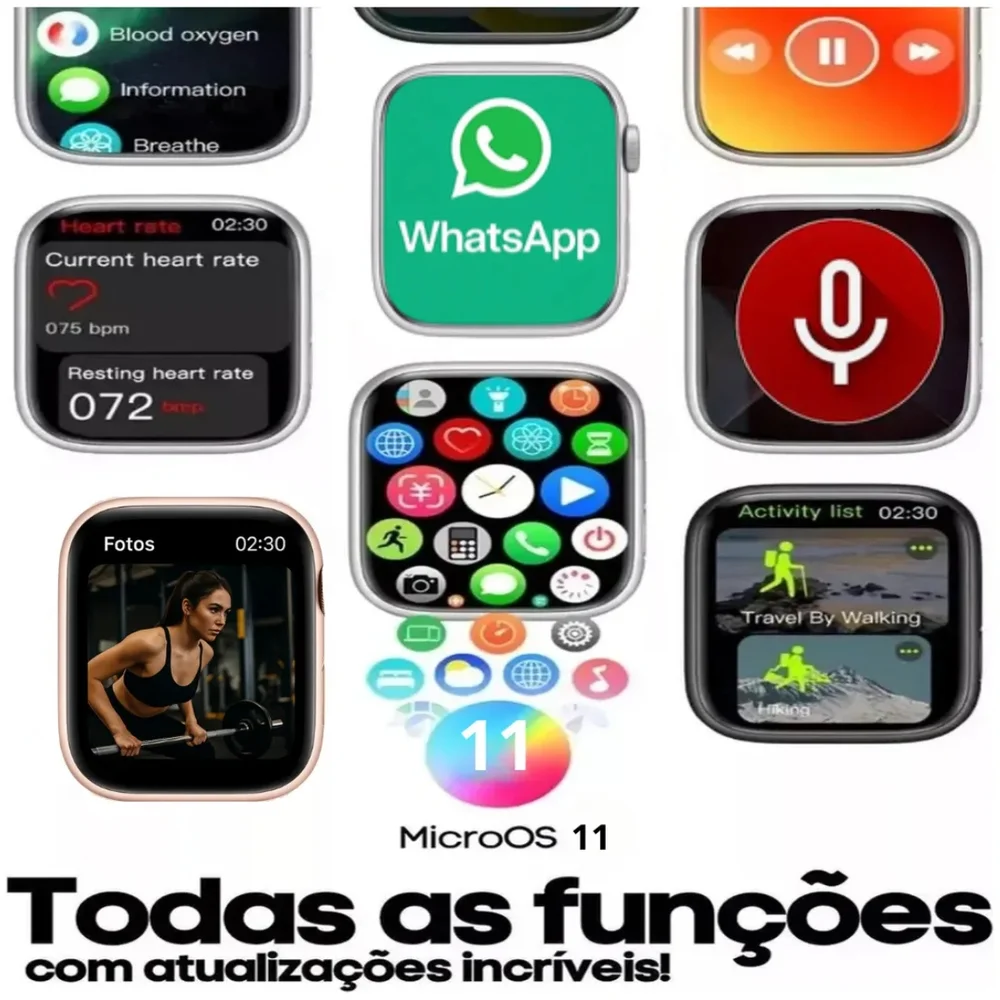 Imagem 2 de 5 do produto Smartwatch Microwear S11 Série 11 Whatsapp Nfc AmoLED 47mm Relógio Inteligente Lançamento Rosa