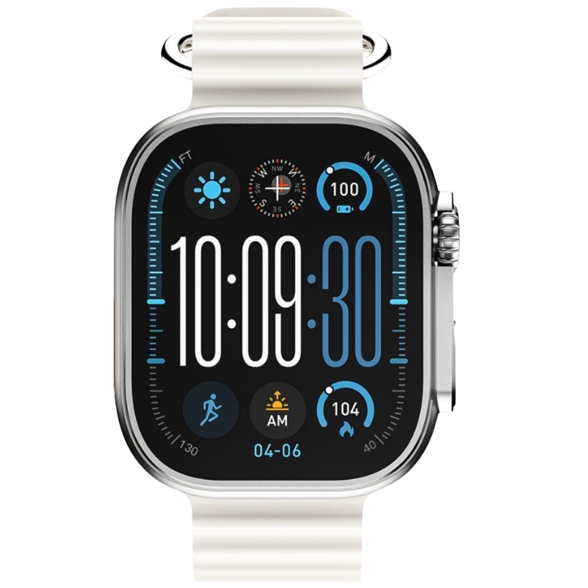 Relógio Smartwatch U3w Ultra 49mm AmoLED Bluetooth Android Ios Series 10 Faz Ligaçoes Troca Pulseira Prata