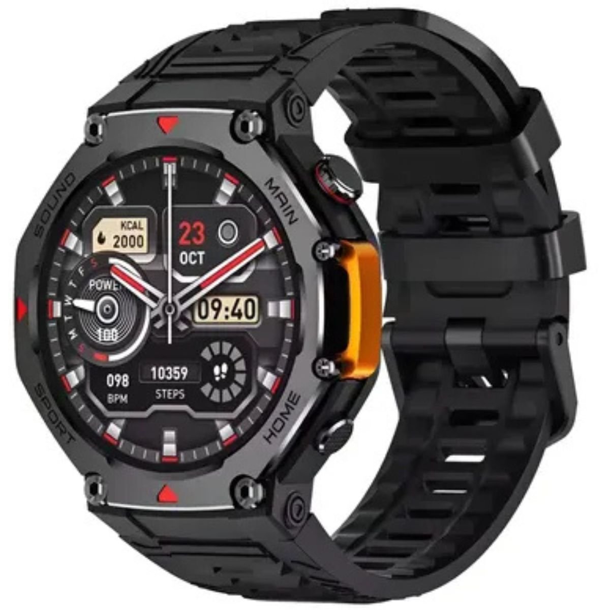 Smartwatch M rex 5 Atm A Prova D'água Microwear Gps Sos Relógio Masculino Tatico Militar Série 11 Preto MA31