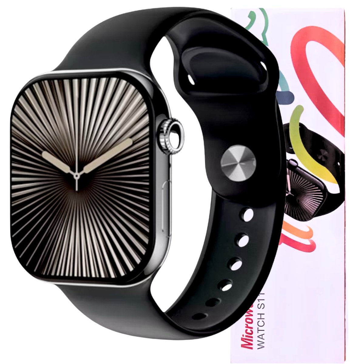 Smartwatch Microwear S11 Série 11 Whatsapp Nfc AmoLED 47mm Relógio Inteligente Lançamento Preto