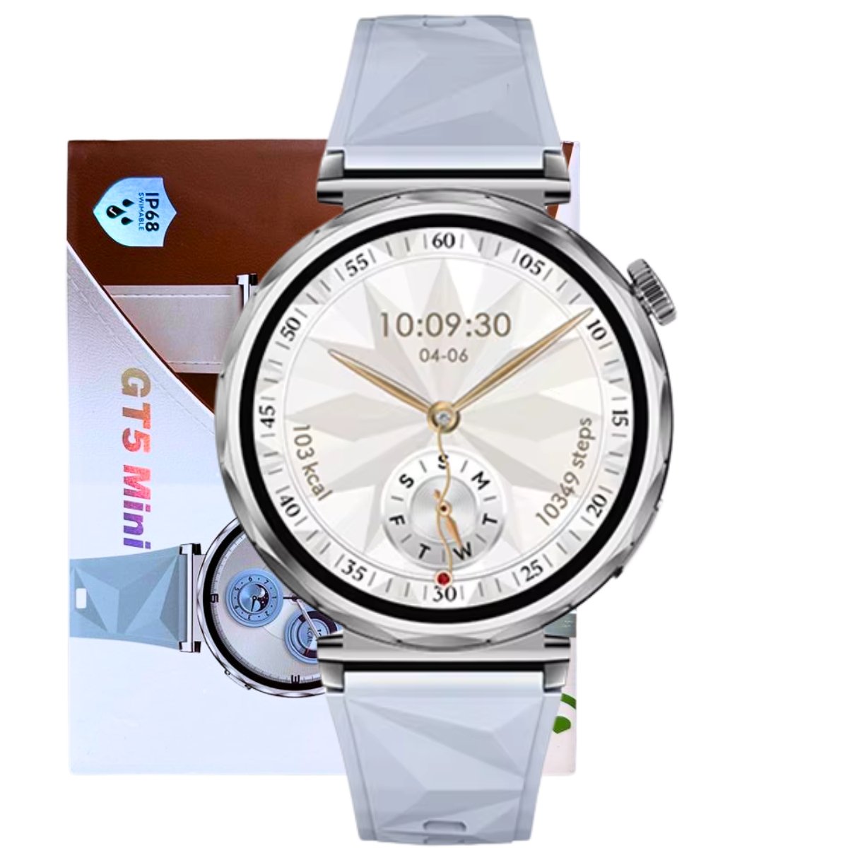 Relógio Feminino Smartwatch Gt5 Mini AmoLED Gps Whatsap Android Ios Bluetooth Prata