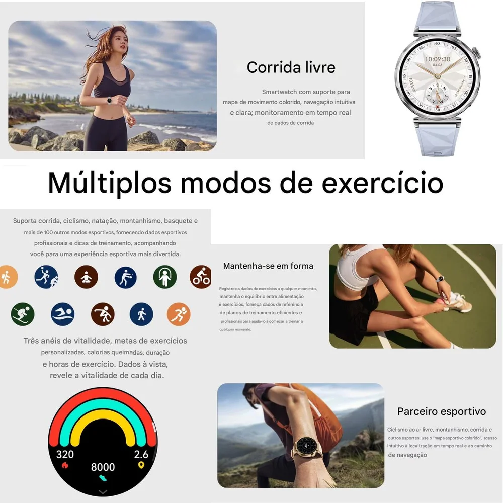 Imagem 5 de 5 do produto Relógio Feminino Smartwatch Gt5 Mini AmoLED Gps Whatsap Android Ios Bluetooth Prata