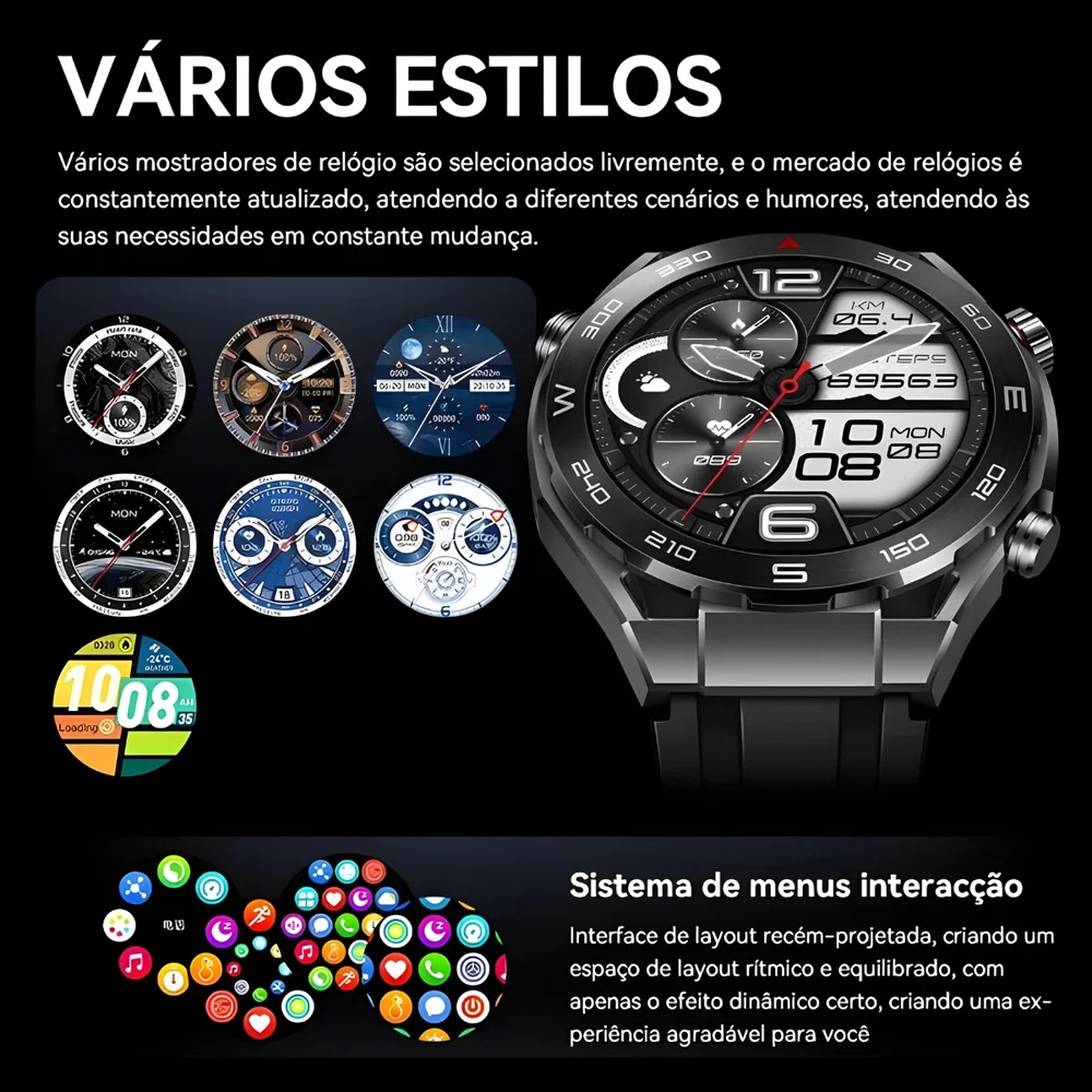Imagem 4 de 5 do produto Smartwatch Hw5 Max Relógio Inteligente 3 Pulseiras Nfc Bluetooth Faz Chamadas Troca Foto Pulseira Smart Watch Masculino