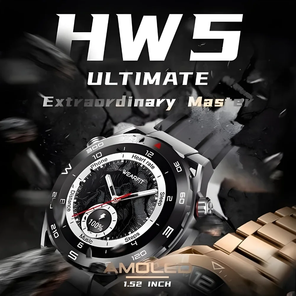 Imagem 3 de 4 do produto Smartwatch Hw5 Max Relógio Inteligente 3 Pulseiras Nfc Bluetooth Faz Chamadas Troca Foto Pulseira Smart Watch Masculino