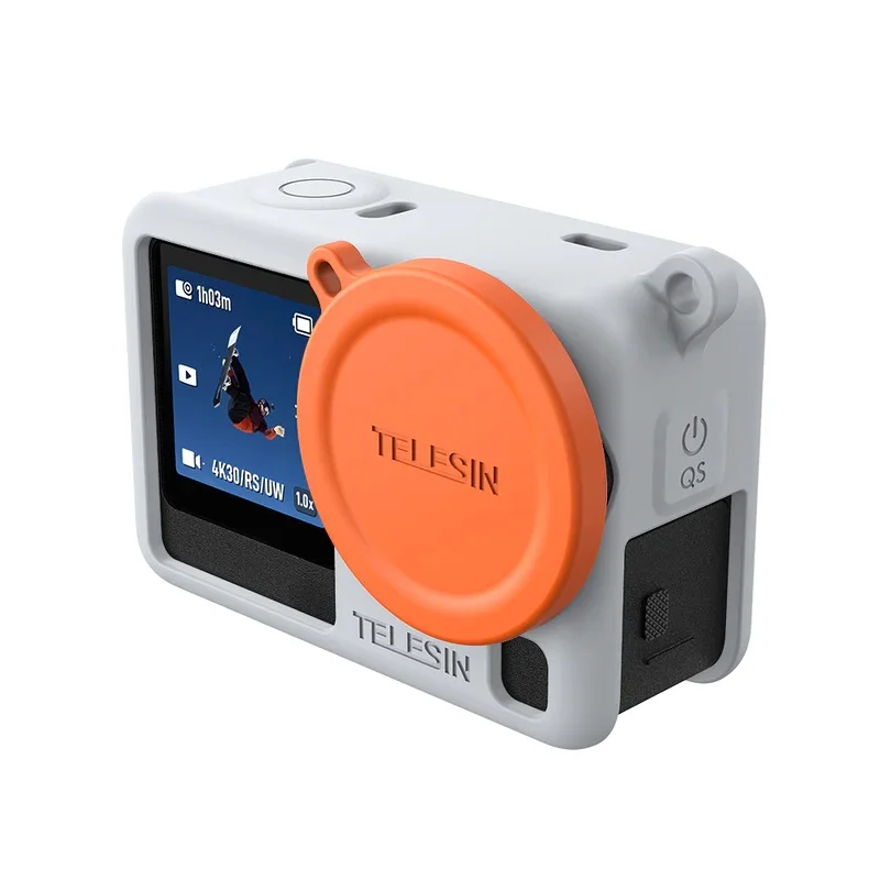 Capa De Silicone Com Tampa De Lente Para Dji Osmo Action 6 - Telesin Cor:cinza