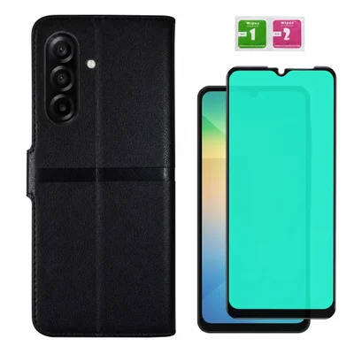 Kit Capa Carteira Flip + Película Ceramica 9d Para Samsung Galaxy A17 5g