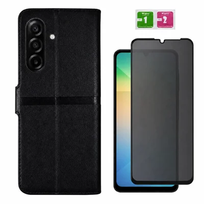 Capa Carteira Flip + Película Privacidade Fosca Para Samsung Galaxy A17