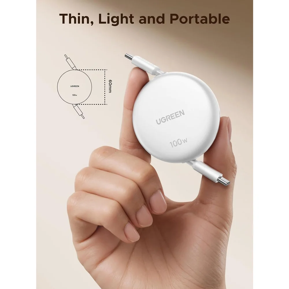 Imagem 4 de 5 do produto Cabo Usb-c Para Usb-c Retrátil Ugreen Nexode 100w 1 Metro