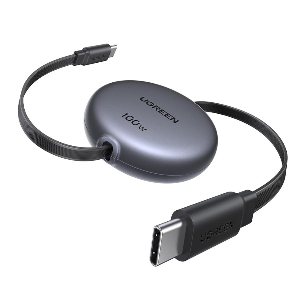 Cabo Usb-c Para Usb-c Retrátil Ugreen 100w 5a 1m Cinza