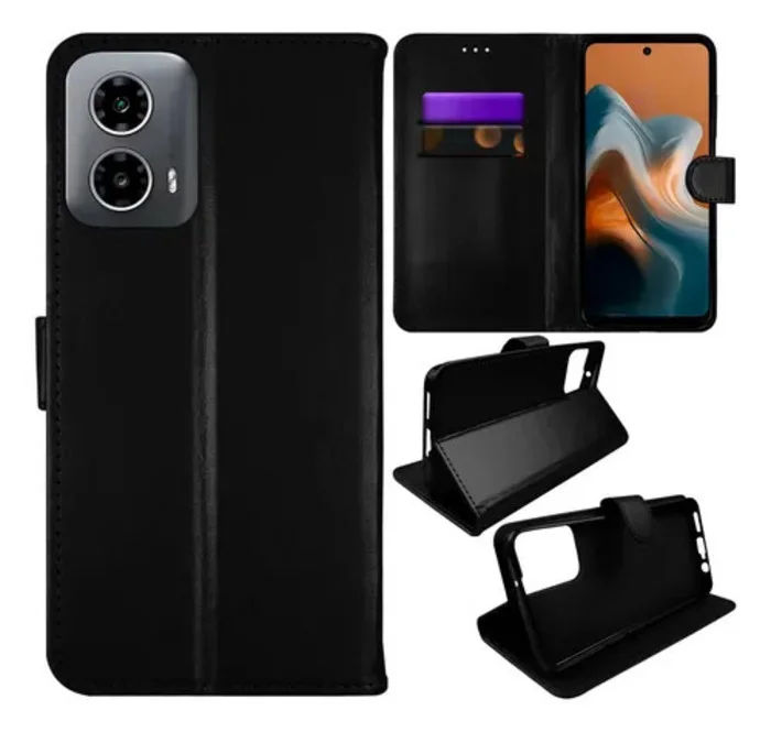 Imagem 5 de 5 do produto Capa Carteira Estojo Flip Para Moto G35 + Película Privativa Fosca 9d