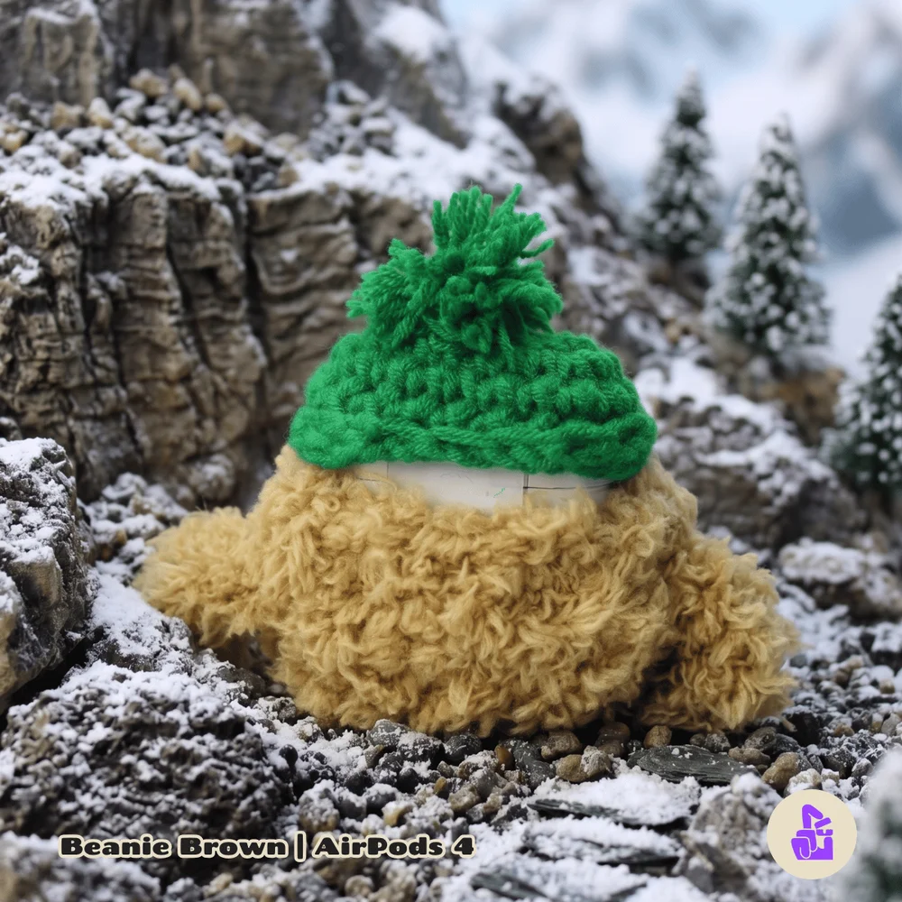 Imagem 4 de 5 do produto Capa De Pelúcia Nerdcase Compatível Com Airpods 4, Cachorro Beanie Brown