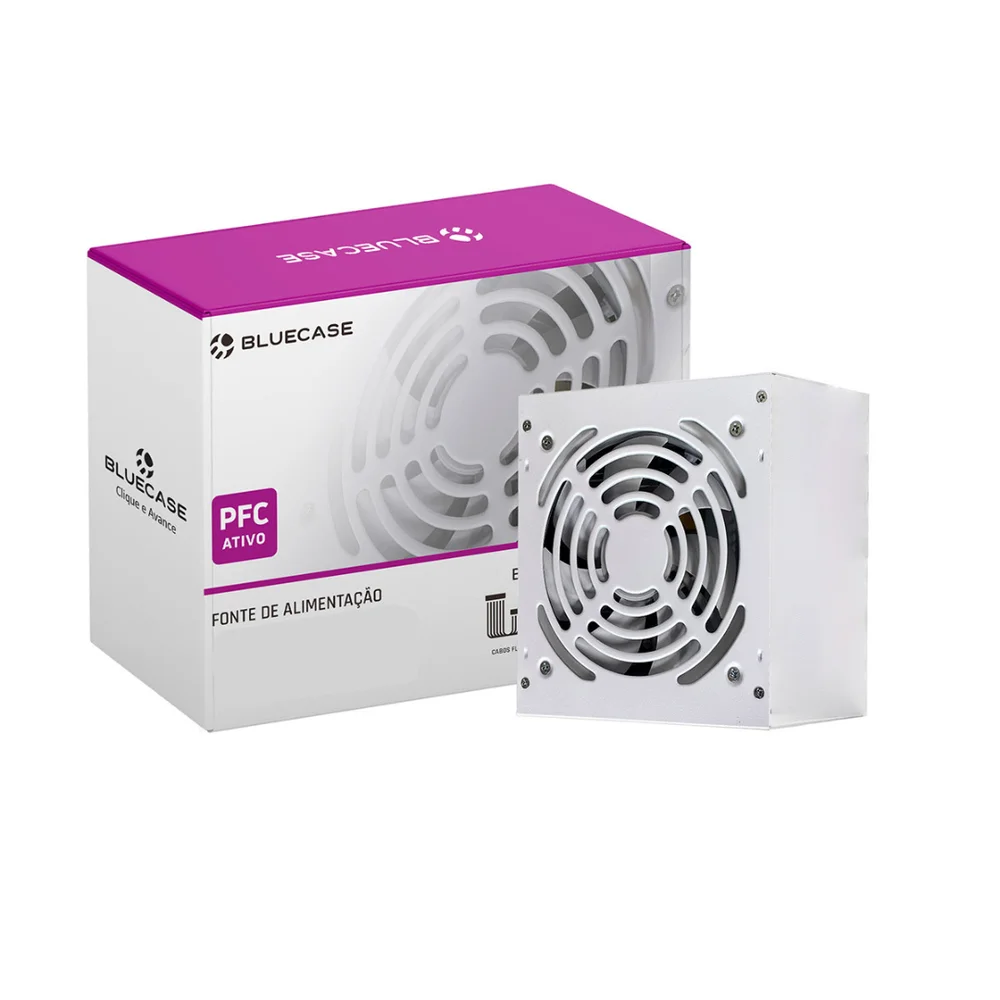 Fonte Atx 0350 W Bluecase, Blu350-pfcps2wbx, Pfc Ativo, Com Cabo, Com Caixa, Branca, Bccpfc, Gar: T3m