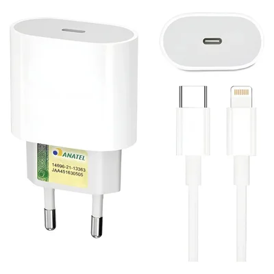 Carregador Turbo 30w Usb-c Compatível Com Iphone Xr 11 12 13 14 Pro Max Cabo 1m Carregamento Rápido Power Delivery Fonte Bivolt