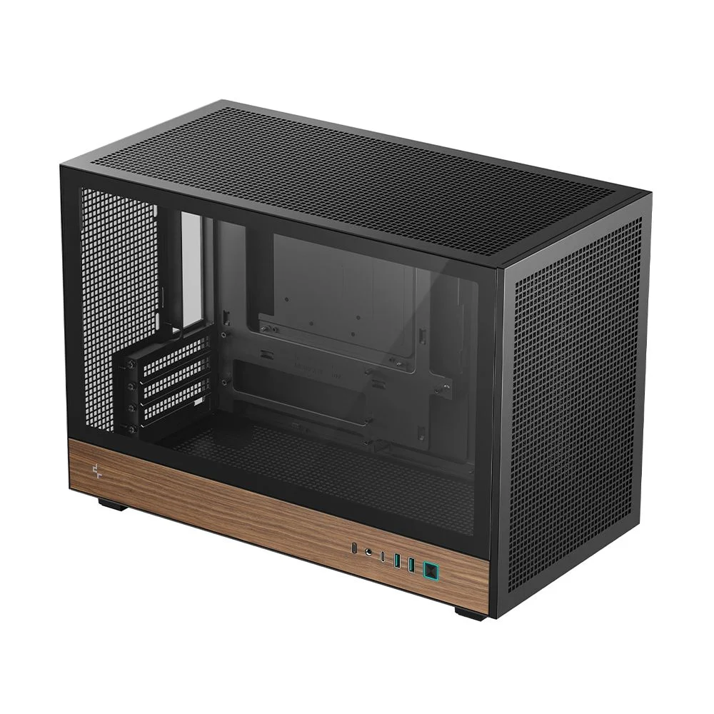Gabinete Gamer Deepcool Ch260 Wood Micro-atx Sem Fans Preto