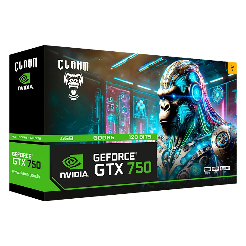 Placa De Vídeo Gtx750 4gb Ddr5 128bit HDMI Vga Dvi Clanm 8