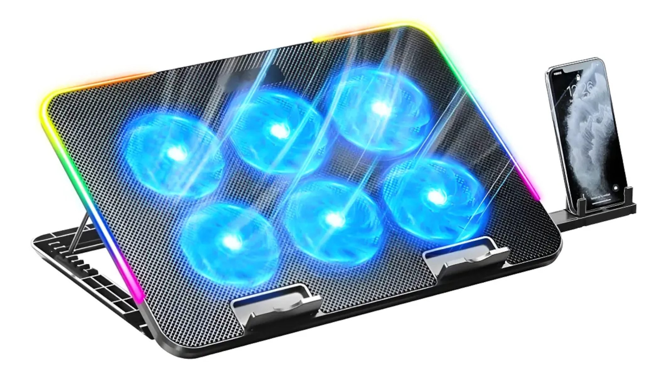 Suporte Notebook 6 Cooler Resfriamento LED RGB Personalizável