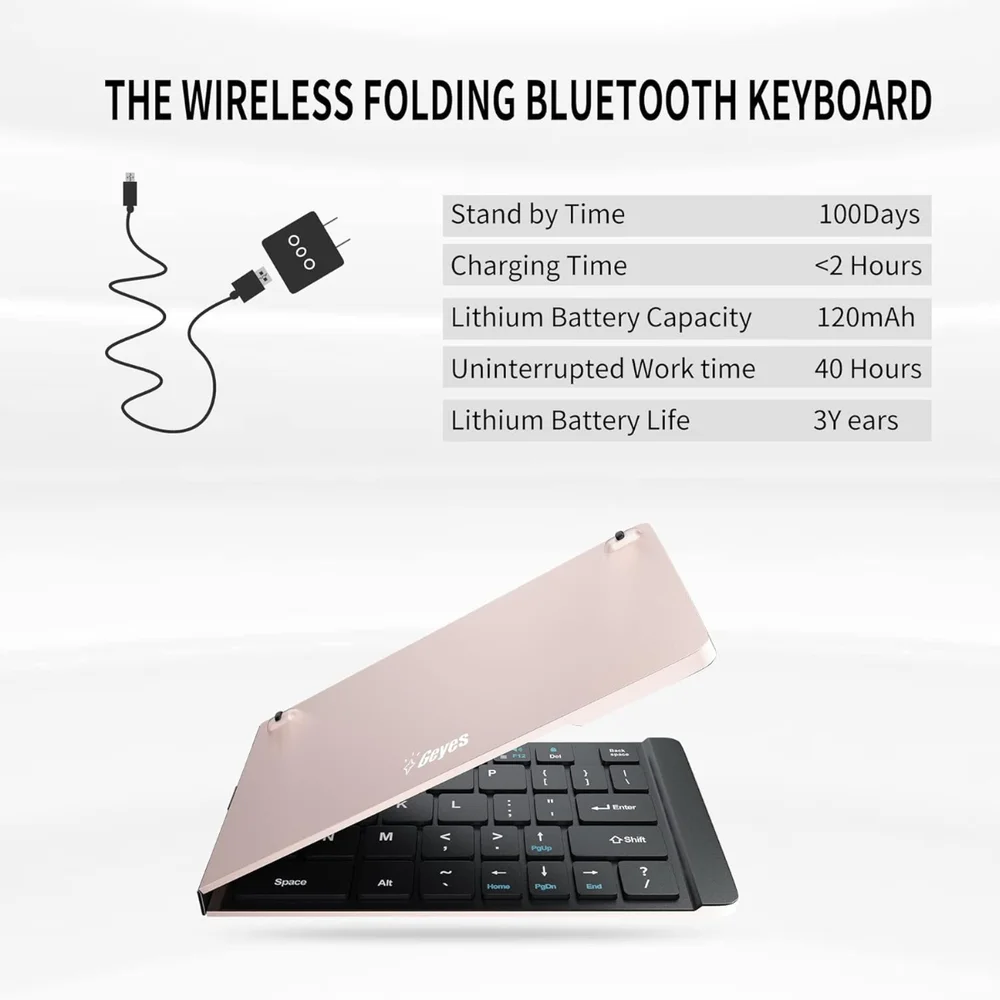 Imagem 2 de 4 do produto Mini Teclado Sem Fio Bluetooth Universal Dobrável Portátil