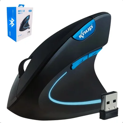 Mouse Sem Fio Vertical Ergonômico Gamer Recarregavel 2.4 Usb Cor Preto