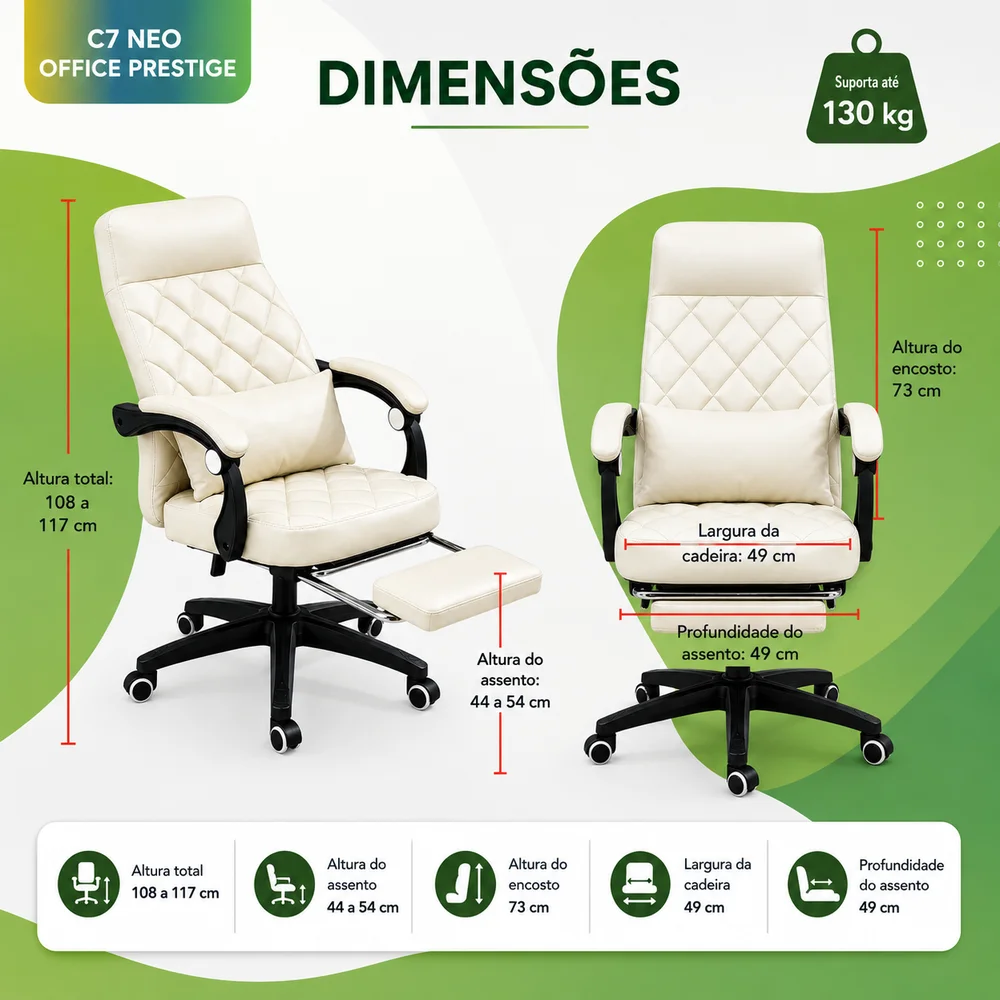 Imagem 4 de 5 do produto Cadeira Escritório C7 Neo Prestige - Bege