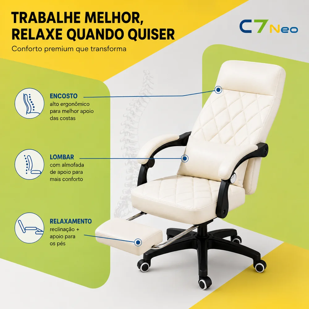 Imagem 5 de 5 do produto Cadeira Escritório C7 Neo Prestige - Bege