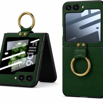 Capa Capinha Couro Sintético Com Suporte De Anel Samsung