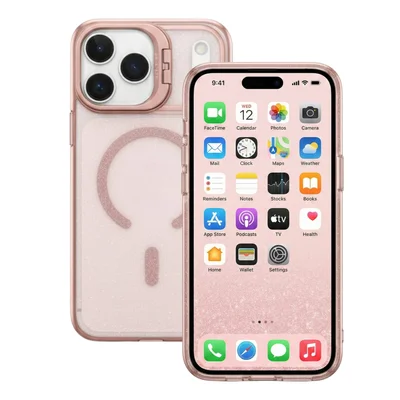 Capa Capinha Transparente Suporte Câmera Magsafe Para Iphone 17 Pro Max Rosa