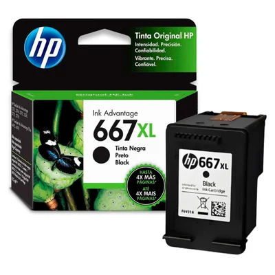 Cartucho De Tinta Hp 667xl Preto (3ym81ab) Para Hp Deskjet 2376 2774 2776 6476 2874 Hp